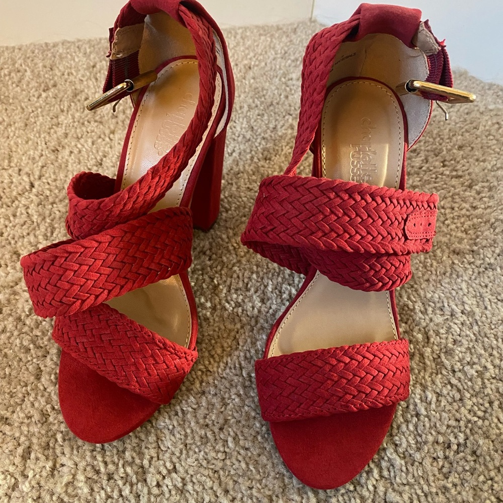 Red chunky heel sandals - Picture 2 of 3